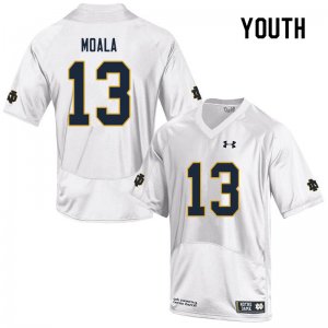 Notre Dame Fighting Irish Youth Paul Moala #13 White Under Armour Authentic Stitched College NCAA Football Jersey ILP8199UI